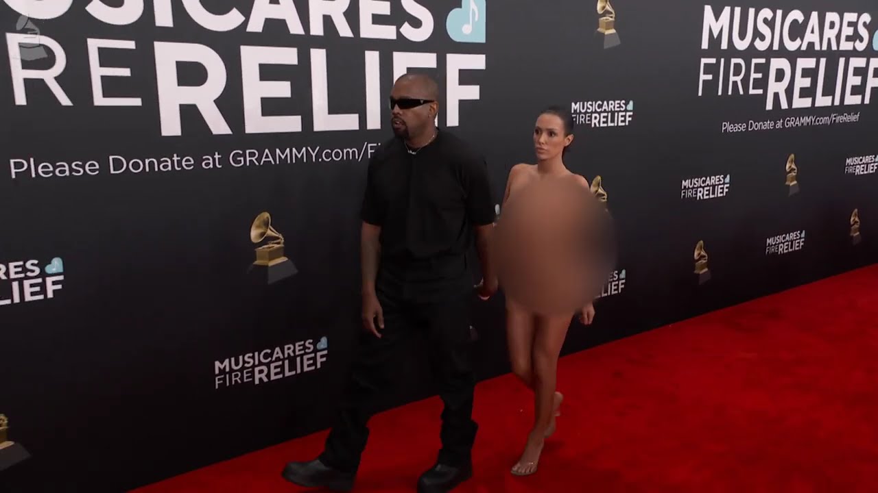 KANYE WEST and BIANCA NUDE Red Carpet Fashion 2025 GRAMM